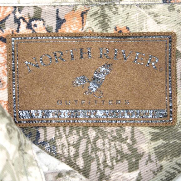 North River Mens XL Flannel Shirt Deer Woodland Camo Long Sleeve Brown Green - Picture 7 of 9